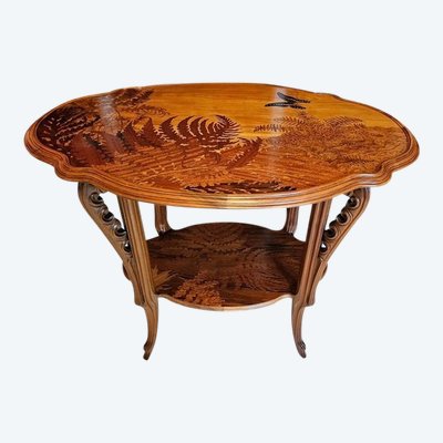 Emile Gallé Table à Thé Art Nouveau "Fougères"
