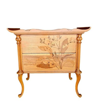 Emile Gallé Rare Commode Sauteuse Art Nouveau "Marais Fleuri et Libellule"