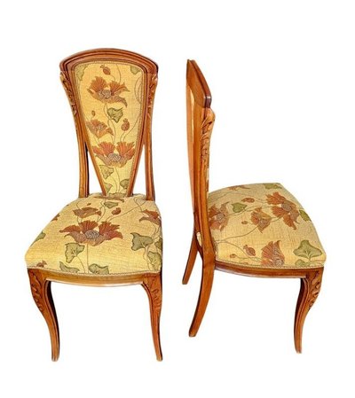 Louis Majorelle Pair of Art Nouveau "Chicorée" Chairs