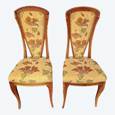 Louis Majorelle Pair of Art Nouveau "Chicorée" Chairs
