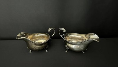 Pair of antique silver-plated sauce boats - Carrington & Co, London