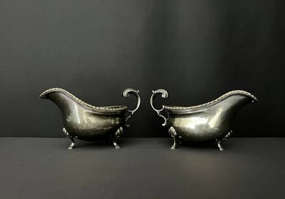 Pair of antique silver-plated sauce boats - Carrington & Co, London
