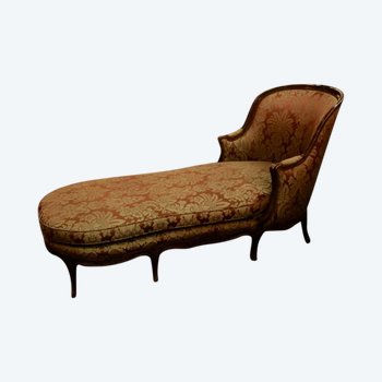 Fauteuil Duchesse à Tissu Damassé, XIXe