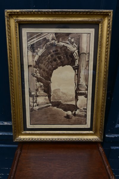 Arch of Titus , 18th century wash drawing