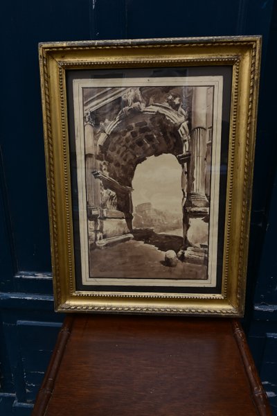 Arch of Titus , 18th century wash drawing