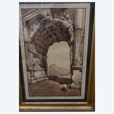 Arch of Titus , 18th century wash drawing