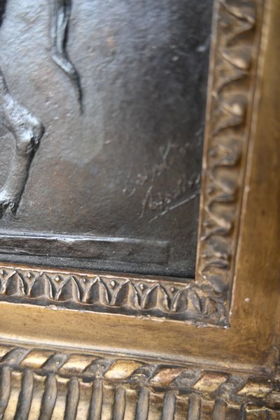 coppia di targhe in bronzo con centauri Italia XIX