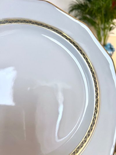 12 Piatti da tavola - Porcellana di Limoges - A. Lanternier - Servizio da tavola Art Déco