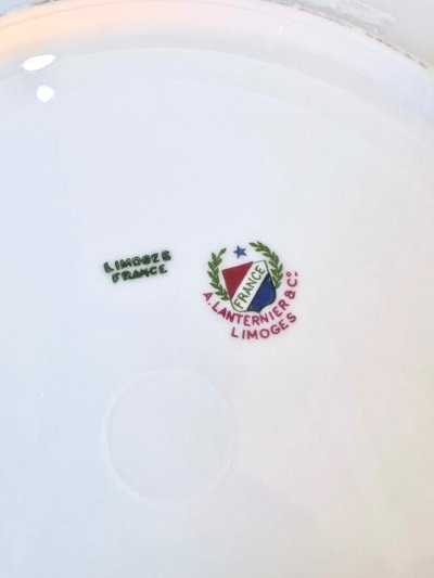 12 Piatti da tavola - Porcellana di Limoges - A. Lanternier - Servizio da tavola Art Déco
