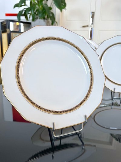 12 Piatti da tavola - Porcellana di Limoges - A. Lanternier - Servizio da tavola Art Déco