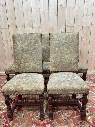 Series of 5 Louis XIII style chairs