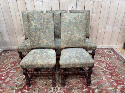 Series of 5 Louis XIII style chairs