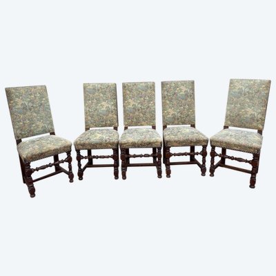 Series of 5 Louis XIII style chairs