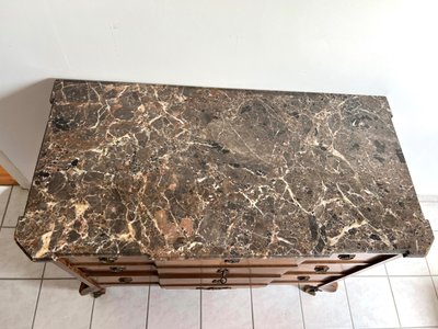 Cassettone intarsiato Luigi XVI con piano in marmo - XIX secolo