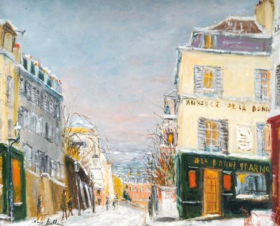 Serge Belloni (1925-2005) - Die Rue des Saules im Schnee Öl auf Holz um 1970