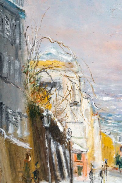 Serge Belloni (1925-2005) - Die Rue des Saules im Schnee Öl auf Holz um 1970