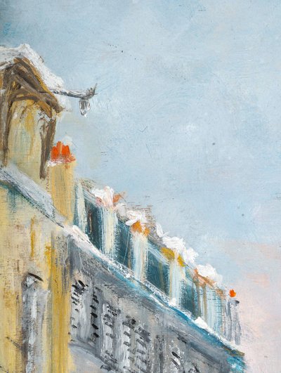 Serge Belloni (1925-2005) - Die Rue des Saules im Schnee Öl auf Holz um 1970