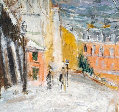 Serge Belloni (1925-2005) - Die Rue des Saules im Schnee Öl auf Holz um 1970