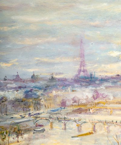 Serge Belloni (1925-2005) - Sunrise over Pont-Neuf Oil on Wood, circa 1980