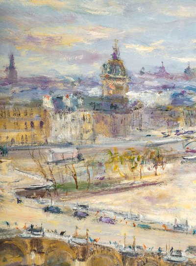 Serge Belloni (1925-2005) - Sunrise over Pont-Neuf Oil on Wood, circa 1980