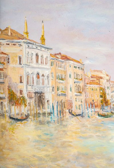 Serge Belloni (1925-2005) - The Rialto and Gondolas on the Grand Canal Oil on Panel, circa 1991