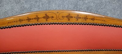 Art Nouveau bench seat in light wood and marquetry, circa 1900