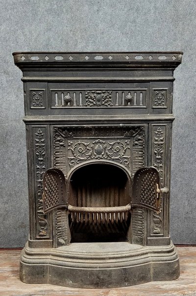 Napoleon III period cast iron mantel or fireplace front circa 1880