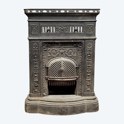 Napoleon III period cast iron mantel or fireplace front circa 1880