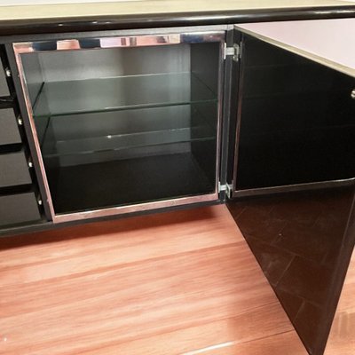 Giotto Stoppino & Ludovico Acerbis - Enfilade Schwarz lackiert Modell Sheraton Circa 1980