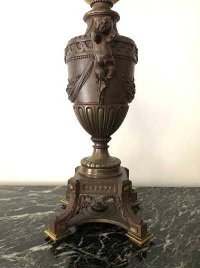 ancienne paire de grands candélabres / chandeliers à 7 feux en bronze doré 83 cm XIXème