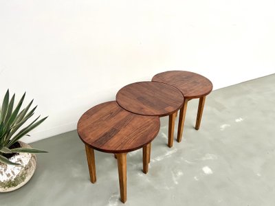 Ensemble de 3 tables basses demi-lune, Danemark, années 60