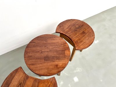Ensemble de 3 tables basses demi-lune, Danemark, années 60