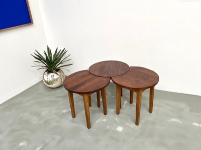 Ensemble de 3 tables basses demi-lune, Danemark, années 60