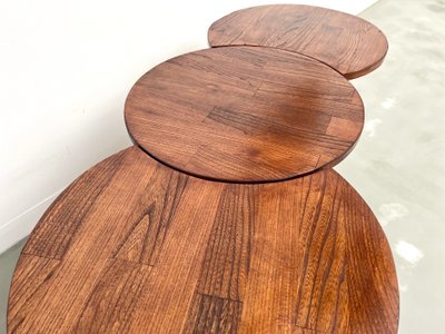 Ensemble de 3 tables basses demi-lune, Danemark, années 60
