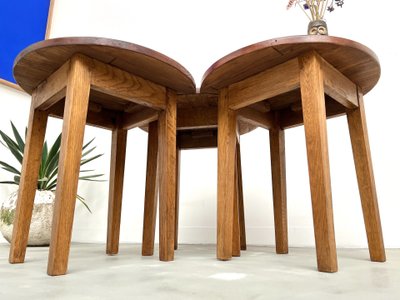 Ensemble de 3 tables basses demi-lune, Danemark, années 60