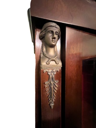 Empire mahogany and bronze display case, late 19th century - "Retour d'Égypte" (Return from Egypt)