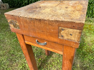  Antico blocco da macellaio in legno massiccio - Francia, XX secolo