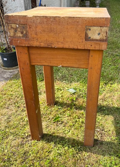  Antico blocco da macellaio in legno massiccio - Francia, XX secolo