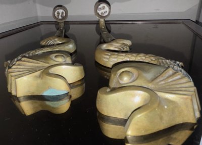 E. GUILLEMARD (XX) Coppia di appliques in ormolu Art Déco firmate