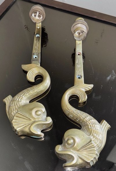 E. GUILLEMARD (XX) Coppia di appliques in ormolu Art Déco firmate