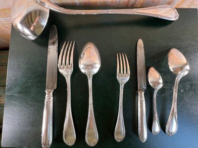Large antique silver-plated menagère - Manufacture Cailar Bayard, Paris - 95 pieces
