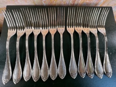 Large antique silver-plated menagère - Manufacture Cailar Bayard, Paris - 95 pieces