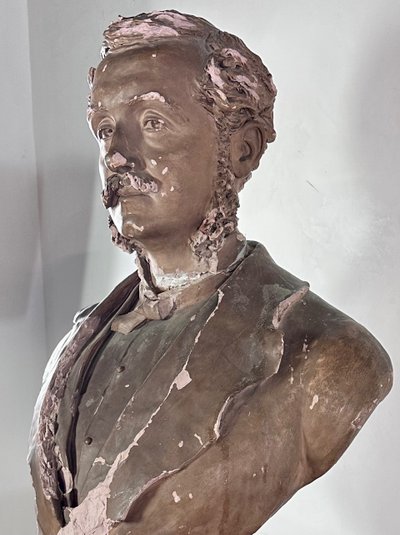 Terra cotta bust of a gentleman, Napoleon III period, signed Scoto