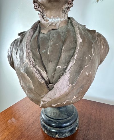 Terra cotta bust of a gentleman, Napoleon III period, signed Scoto