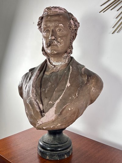Terra cotta bust of a gentleman, Napoleon III period, signed Scoto
