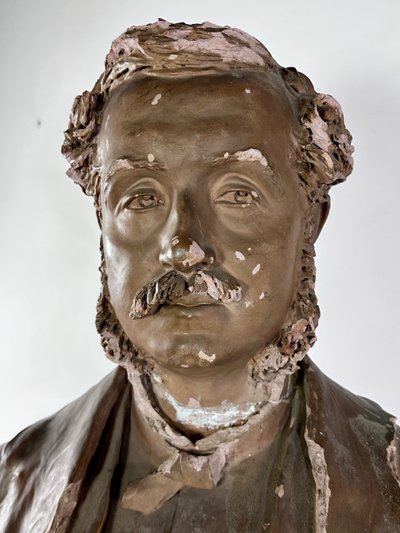 Terra cotta bust of a gentleman, Napoleon III period, signed Scoto
