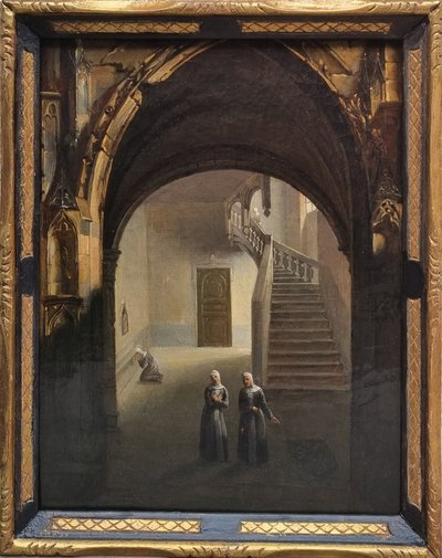 François-Marius GRANET (Entourage de) - Interno di un convento con suore
