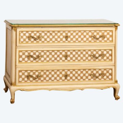 Commode de style Louis XV - Vénitienne peinte 