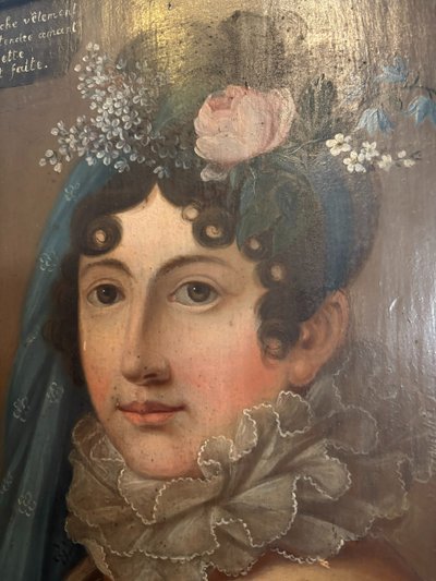 TABLEAU époque 18ème, PORTAIT FEMME A LA ROBE DECHIREE