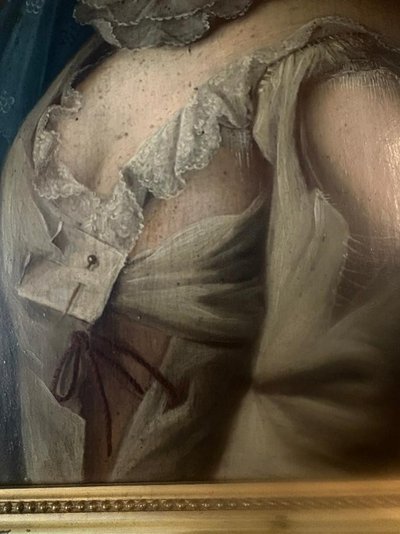 TABLEAU époque 18ème, PORTAIT FEMME A LA ROBE DECHIREE